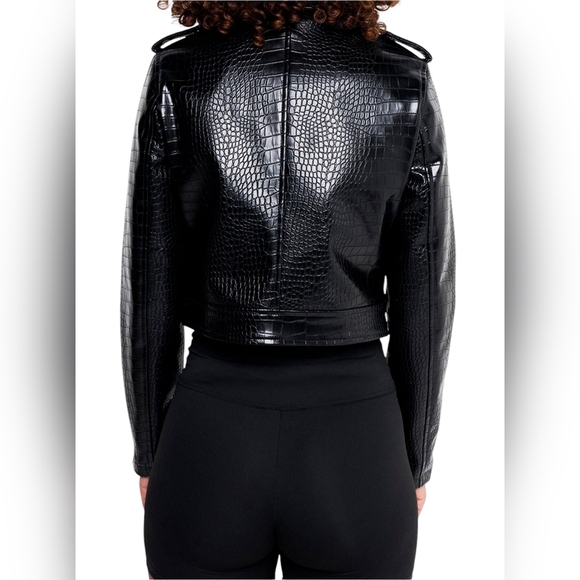 Azalea Wang Croc It To Me Faux Leather Jacket - Picture 3 of 10